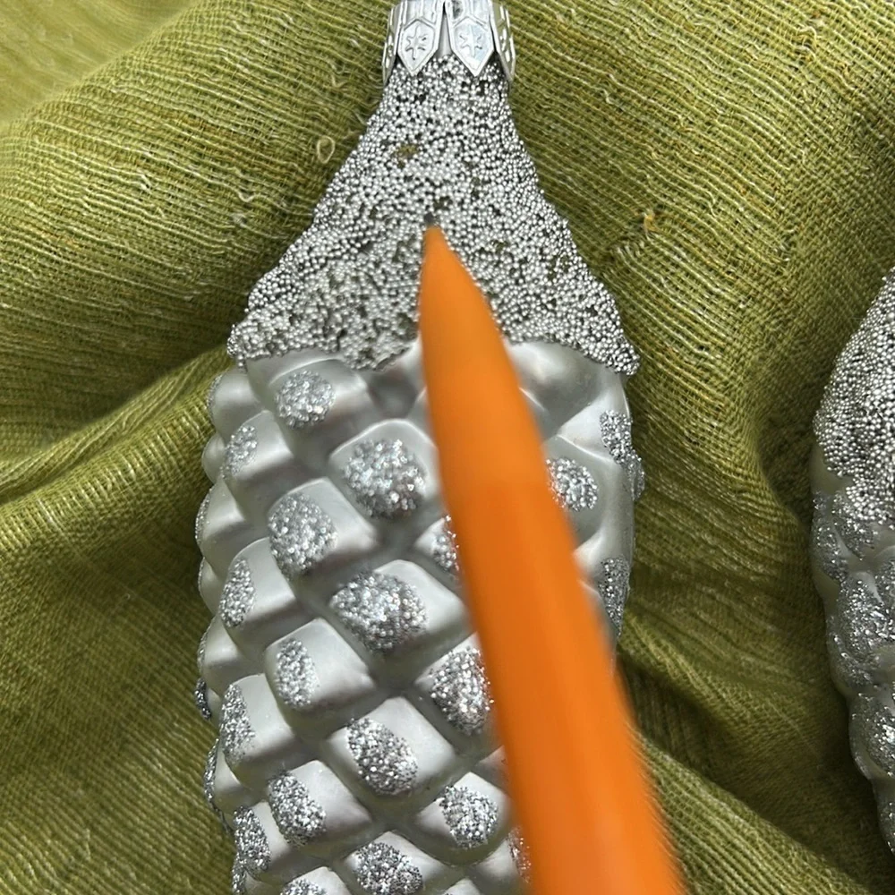 Silver Pinecone Holiday Ornaments set of (3)